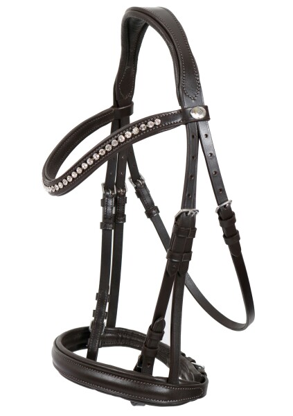 Trense Calgary englisches Reithalfter ohne Sperrriemen braun/silber PONY