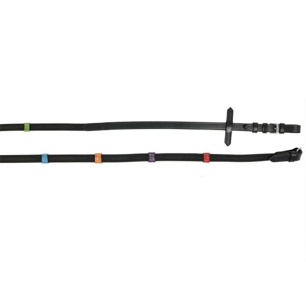 Reins multicoloured black/silver with colourful stoppers FULL