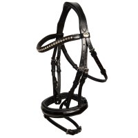 Trense Wiesbaden schwarz/silber schwarz unterlegt LACK...