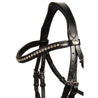 Trense Wiesbaden schwarz/silber schwarz unterlegt LACK Shetty