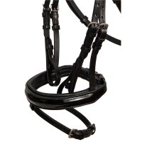 Trense Wiesbaden schwarz/silber schwarz unterlegt LACK Shetty