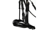 Kandare Aachen rundgenäht schwedisch schwarz/silber schwarz unterlegt Lack Full