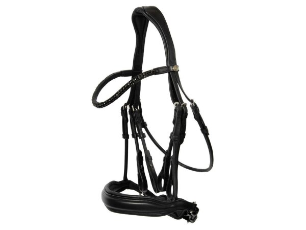 Kandare Aachen rundgen&auml;ht schwedisch schwarz/silber schwarz unterlegt matt Full