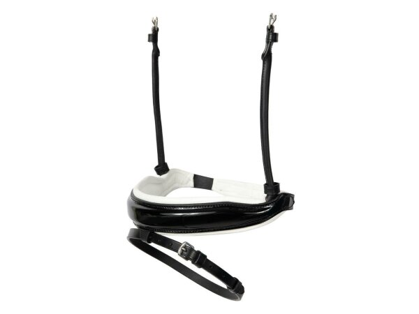 Reithalfter Comfort englisch kombiniert schwarz/silber weiß unterlegt Lack Full