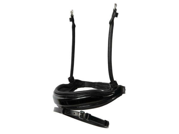 Reithalfter Comfort rundgenäht englisch kombiniert schwarz/silber schwarz unterlegt Lack Full