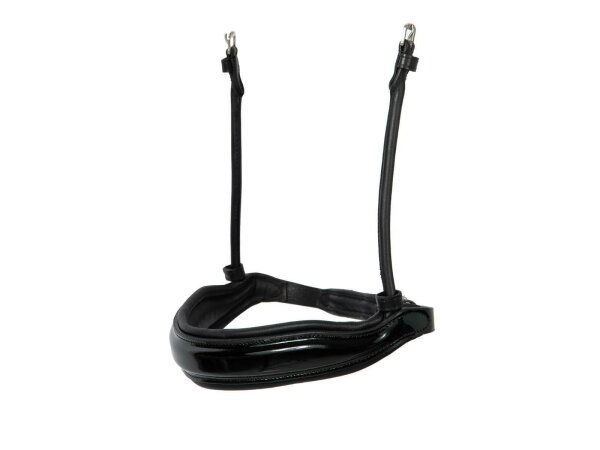 Reithalfter Comfort rundgen&auml;ht englisch ohne Sperrriemen schwarz/silber schwarz unterlegt Lack XFull