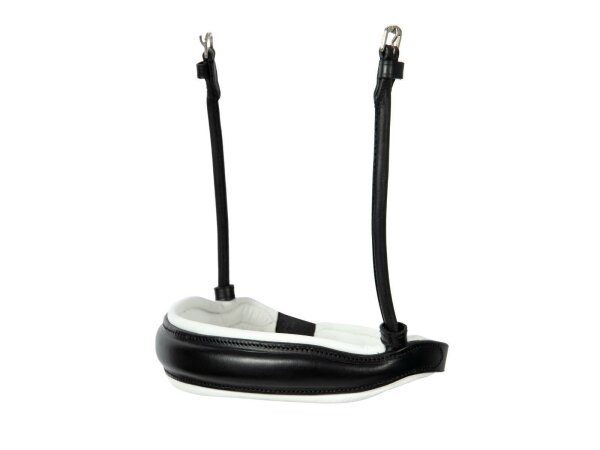 Reithalfter Comfort rundgenäht englisch ohne Sperrriemen schwarz/silber weiß unterlegt matt Full