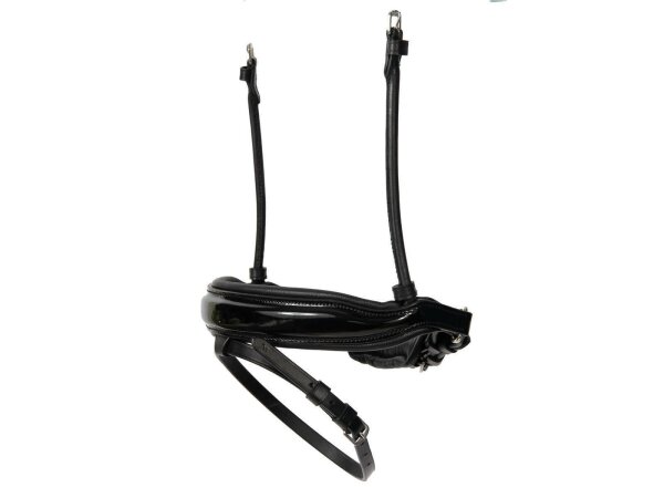 Reithalfter Comfort rundgenäht schwedisch kombiniert schwarz/silber schwarz unterlegt Lack Full