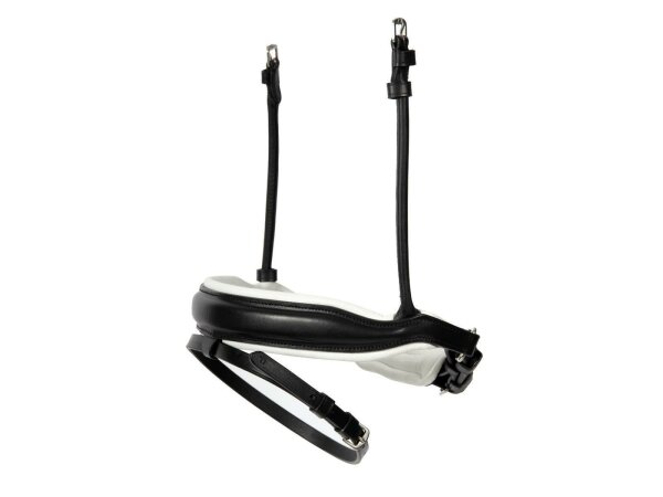 Reithalfter Comfort rundgenäht schwedisch kombiniert schwarz/silber weiß unterlegt matt Cob