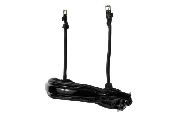 Reithalfter Comfort rundgenäht schwedisch ohne Sperrriemen schwarz/silber schwarz unterlegt Lack Full