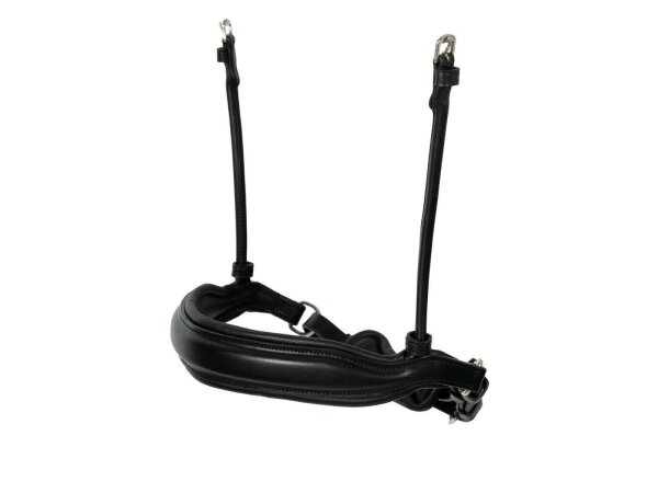 Reithalfter Comfort rundgen&auml;ht schwedisch ohne Sperrriemen schwarz/silber schwarz unterlegt matt Full