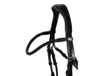 Trense Aachen rundgenäht englisch kombiniert schwarz/silber schwarz unterlegt matt Full