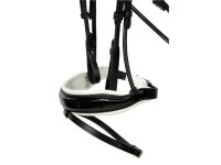 Hoofdstel Aachen rondgestikt Engels gecombineerd zwart/zilver wit onderlegd lak Full