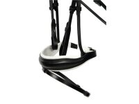 Hoofdstel Aachen rondgestikt Engels gecombineerd zwart/zilver wit onderlegd mat Full