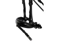 Trense Aachen rundgenäht schwedisch kombiniert schwarz/silber schwarz unterlegt Lack Full