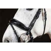 Trense Aachen rundgenäht schwedisch kombiniert schwarz/silber schwarz unterlegt Lack Full