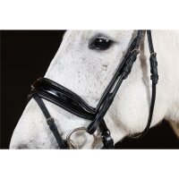 Trense Aachen rundgenäht schwedisch kombiniert schwarz/silber schwarz unterlegt Lack Full