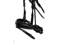 Trense Aachen rundgenäht schwedisch kombiniert schwarz/silber schwarz unterlegt matt Full