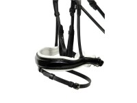 Trense Aachen rundgenäht schwedisch kombiniert schwarz/silber weiß unterlegt Lack Full