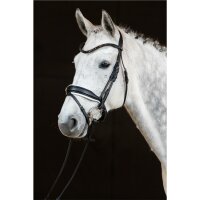 Trense Aachen rundgenäht schwedisch kombiniert schwarz/silber weiß unterlegt matt Cob