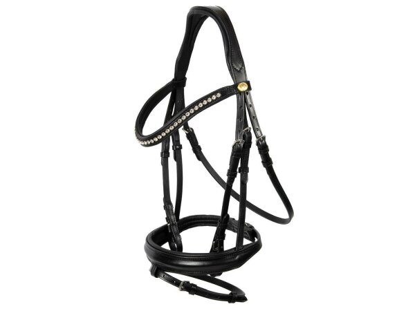 Trense Hagen englisch kombiniert schwarz/silber schwarz unterlegt matt Pony