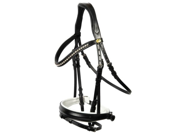 Hagen Swedish combined bridle black/silver white underlay matt cob