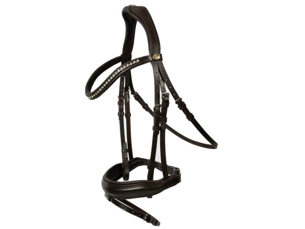 Trense Wiesbaden Comfort englisch kombiniert braun/silber braun unterlegt matt Full