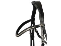 Trense Wiesbaden Comfort englisch kombiniert schwarz/silber schwarz unterlegt Lack Cob