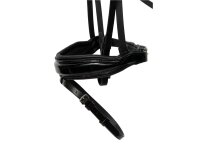 Trense Wiesbaden Comfort englisch kombiniert schwarz/silber schwarz unterlegt Lack Cob