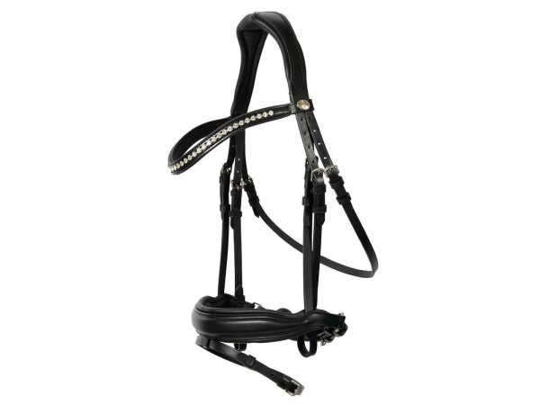 Trense Wiesbaden Comfort schwedisch kombiniert schwarz/silber schwarz unterlegt matt Full