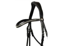 Trense Wiesbaden Comfort schwedisch kombiniert schwarz/silber weiß unterlegt Lack Cob