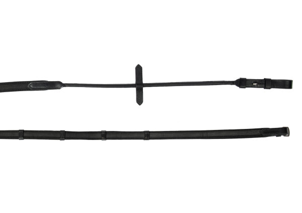 Zügel feingummiert rundgenäht schwarz/silber Zaumhaken Cob