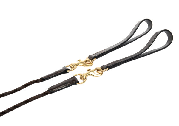 Schlaufzügel halb Leder/halb Kordel braun/messing