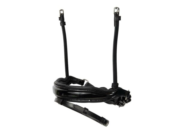 Reithalfter Comfort schwarz/silber schwedisch kombiniert schwarz unterlegt Lack Silver Shine