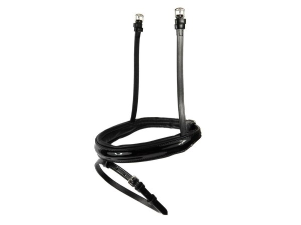 Reithalfter breit LACK englisch kombiniert schwarz unterlegt PONY