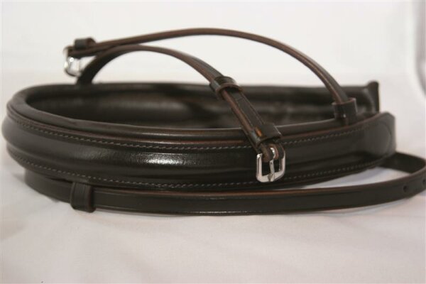 Neusriem standaard Engels gecombineerd bruin/zilver PONY