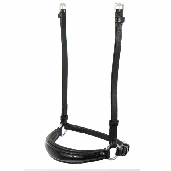 Reithalfter spezial hannoversch LACK schwarz/silber schwarz unterlegt PONY