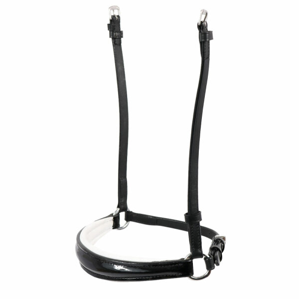 Special Hanoverian noseband, black/silver with white lining, XFULL