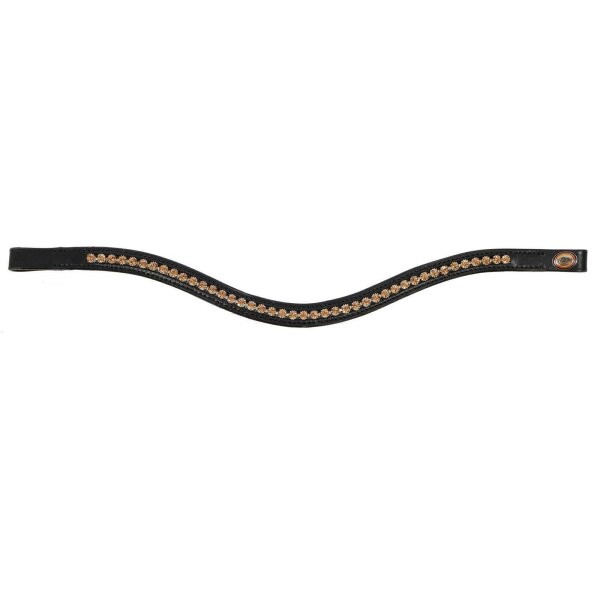 Stirnriemen Berlin schwarz mit kleinen honigfarbenen Steinen FULL