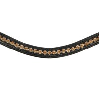 Stirnriemen Berlin schwarz mit kleinen honigfarbenen Steinen PONY