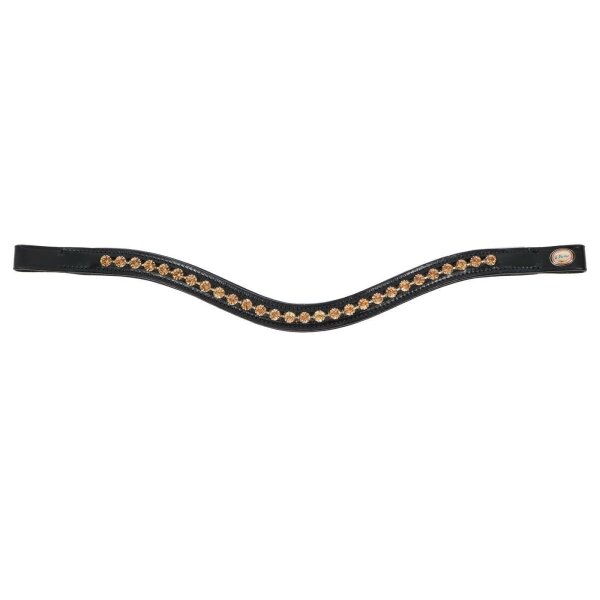 Bonn browband, black with large brown stones, XFULL
