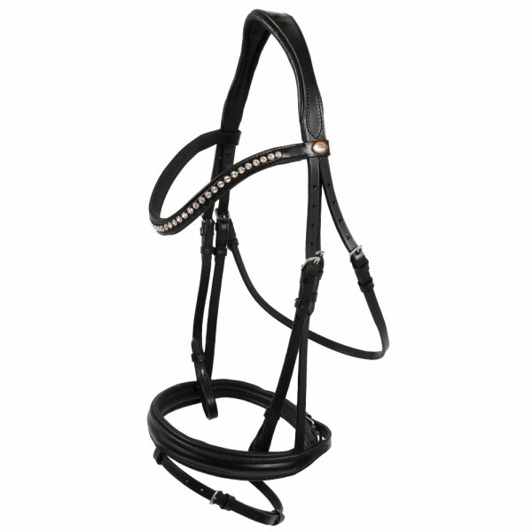Wiesbaden bridle, black/silver crystals with black backing, FULL