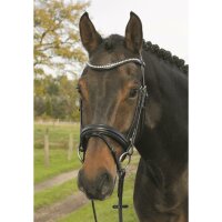 Trense Wiesbaden schwarz/silberne Kristalle schwarz unterlegt PONY