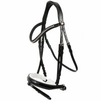 Trense Hagen schwedisch kombiniert schwarz/silber wei&szlig; unterlegt Lack Pony