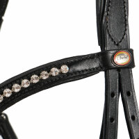 Trense Hagen schwedisch kombiniert schwarz/silber weiß unterlegt Lack Extra Warmblut