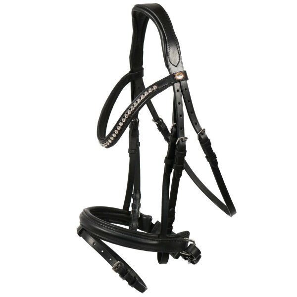 Trense Valluhn schwarz/silber schwedisches Reithalfter PONY