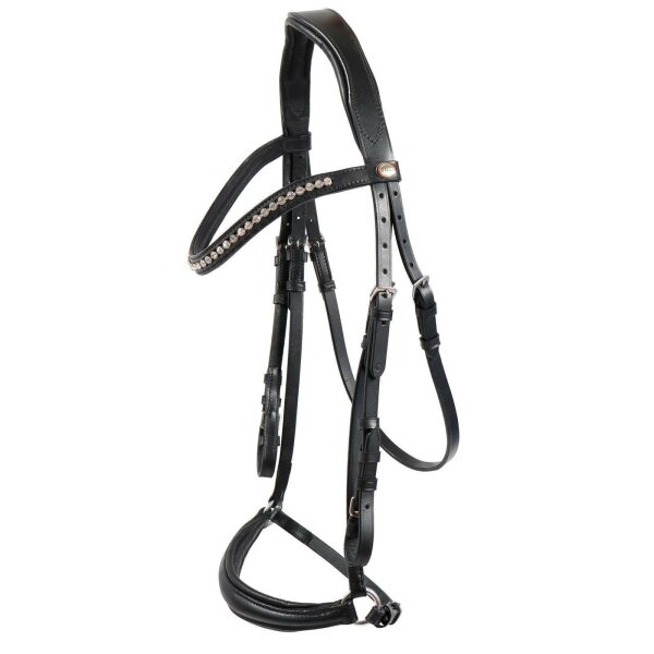 Trense Valluhn schwarz/silber hannoversches Reithalfter COB