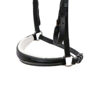 Trense Valluhn schwarz/silber hannoversches Reithalfter wei&szlig; unterlegt LACK FULL