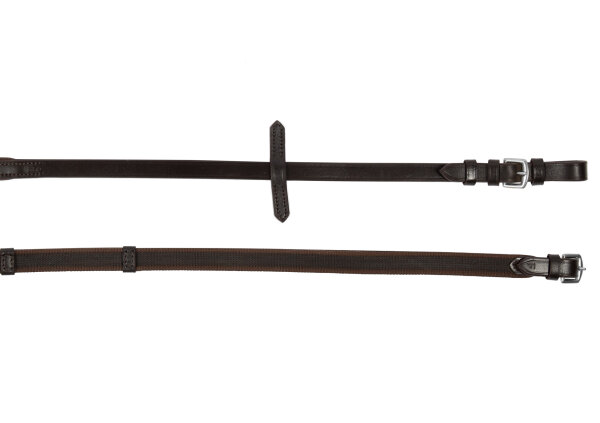 Teugels met fijne rubberen bekleding bruin/zilver COB