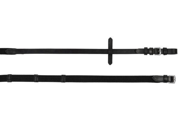 Zügel Gurt schwarz/silber 9 Stopper in 6cm Abständen FULL